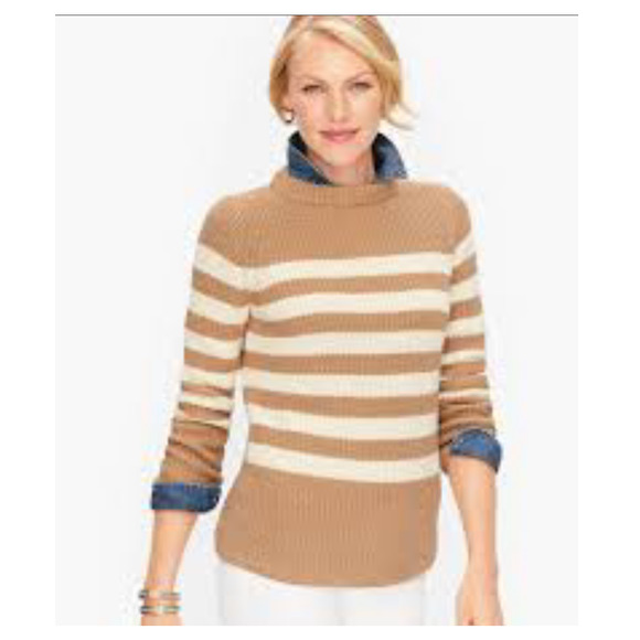 NWT Talbots Mockneck Shaker Stitch Stripe Sweater - Size  - Petite XS (0-2) - Picture 1 of 7